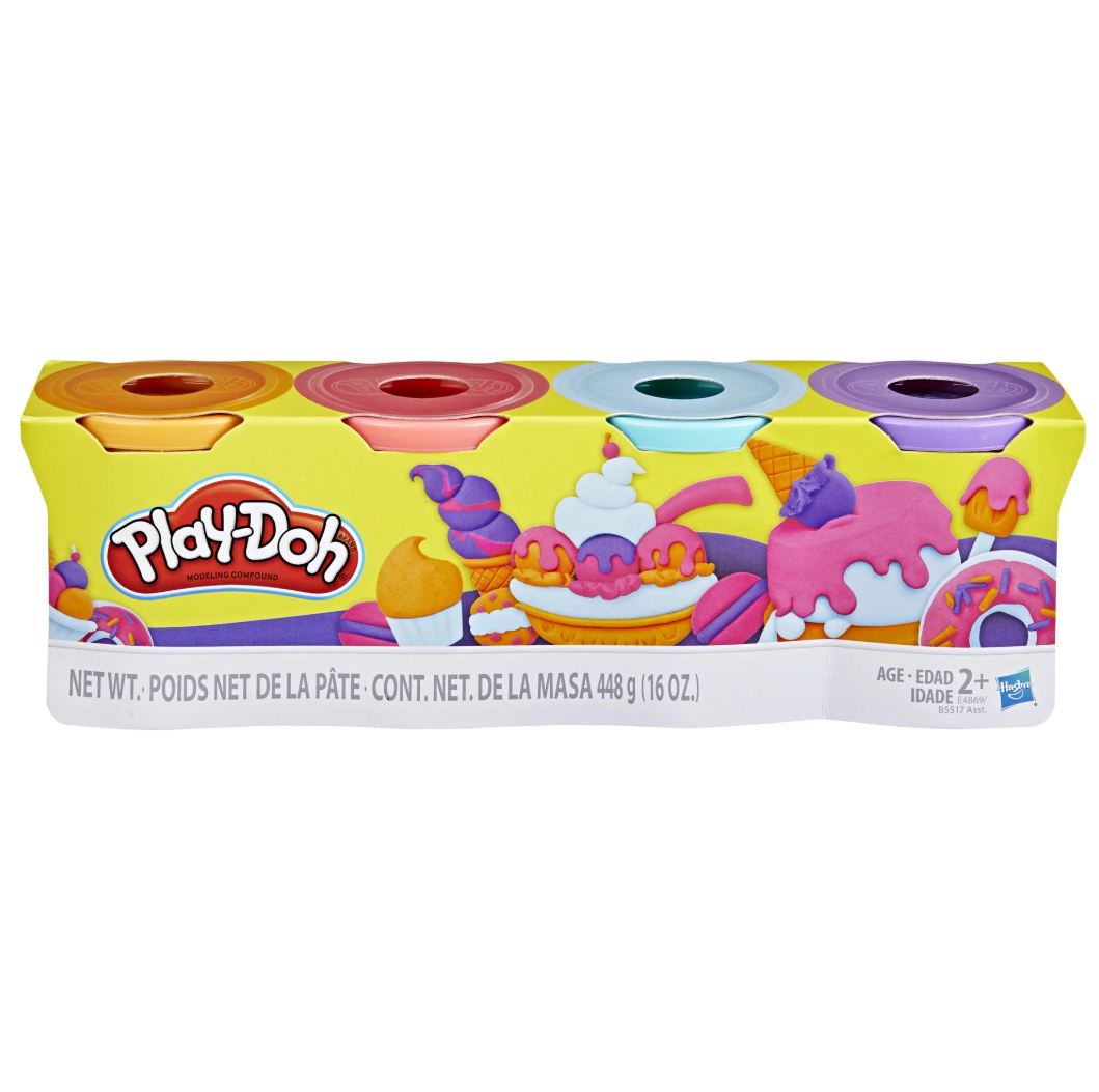 Play-Doh 4-Pack Candy-Colored Modeling Compound, Blue, Pink, Orange, and Purple, Classroom Tiles, Preschool Crafts