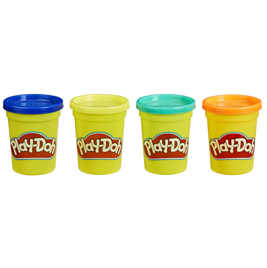 Play-Doh 4-Pack Non-Toxic Wild Colors, 4-Ounce Cans (Dark Blue, Bright Green, Orange, Green), Classroom Tiles, Preschool Crafts 