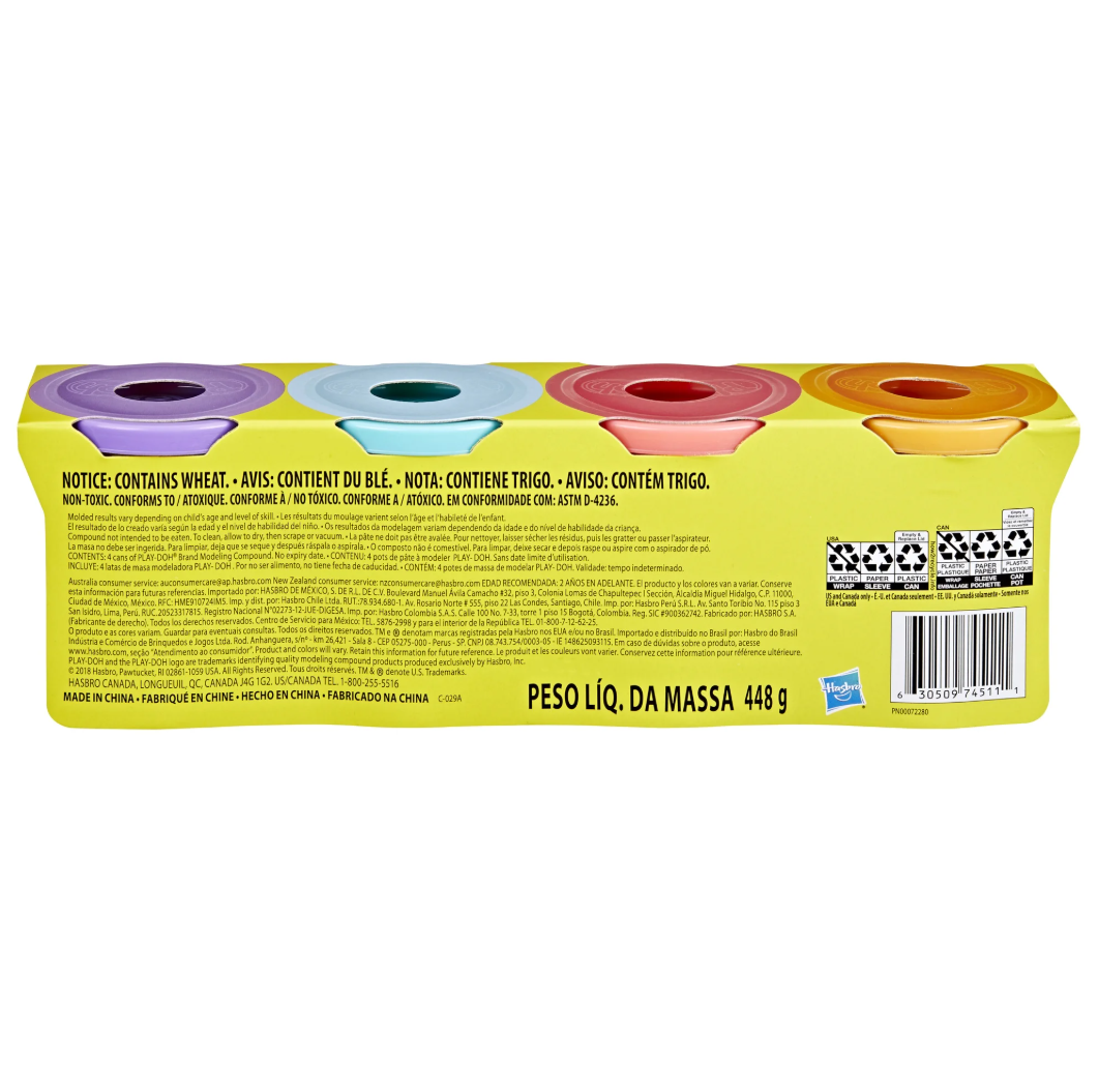 Play-Doh 4-Pack Candy-Colored Modeling Compound, Blue, Pink, Orange, and Purple, Classroom Tiles, Preschool Crafts