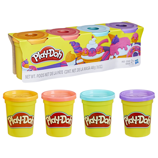 Play-Doh 4-Pack Candy-Colored Modeling Compound, Blue, Pink, Orange, and Purple, Classroom Tiles, Preschool Crafts